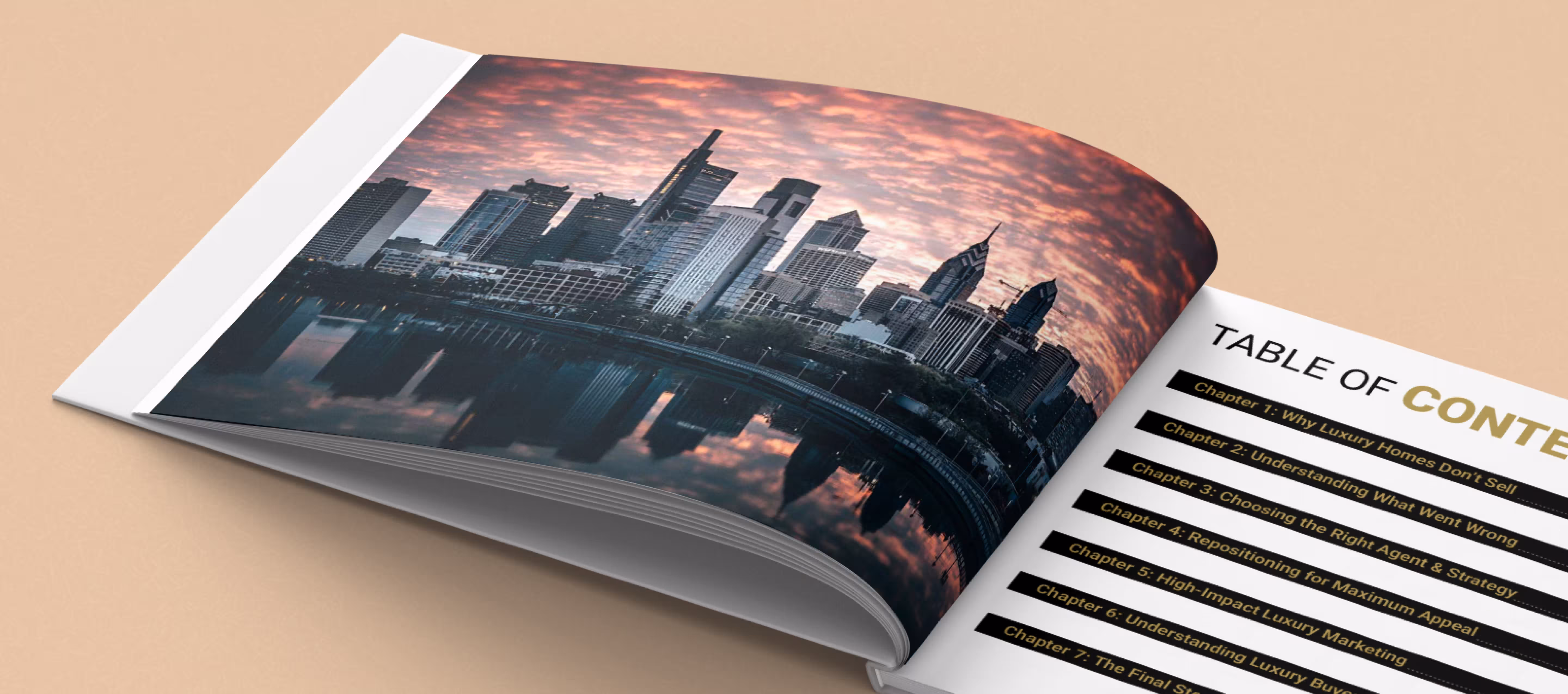 Real estate editorial layout design for luxury residential listings