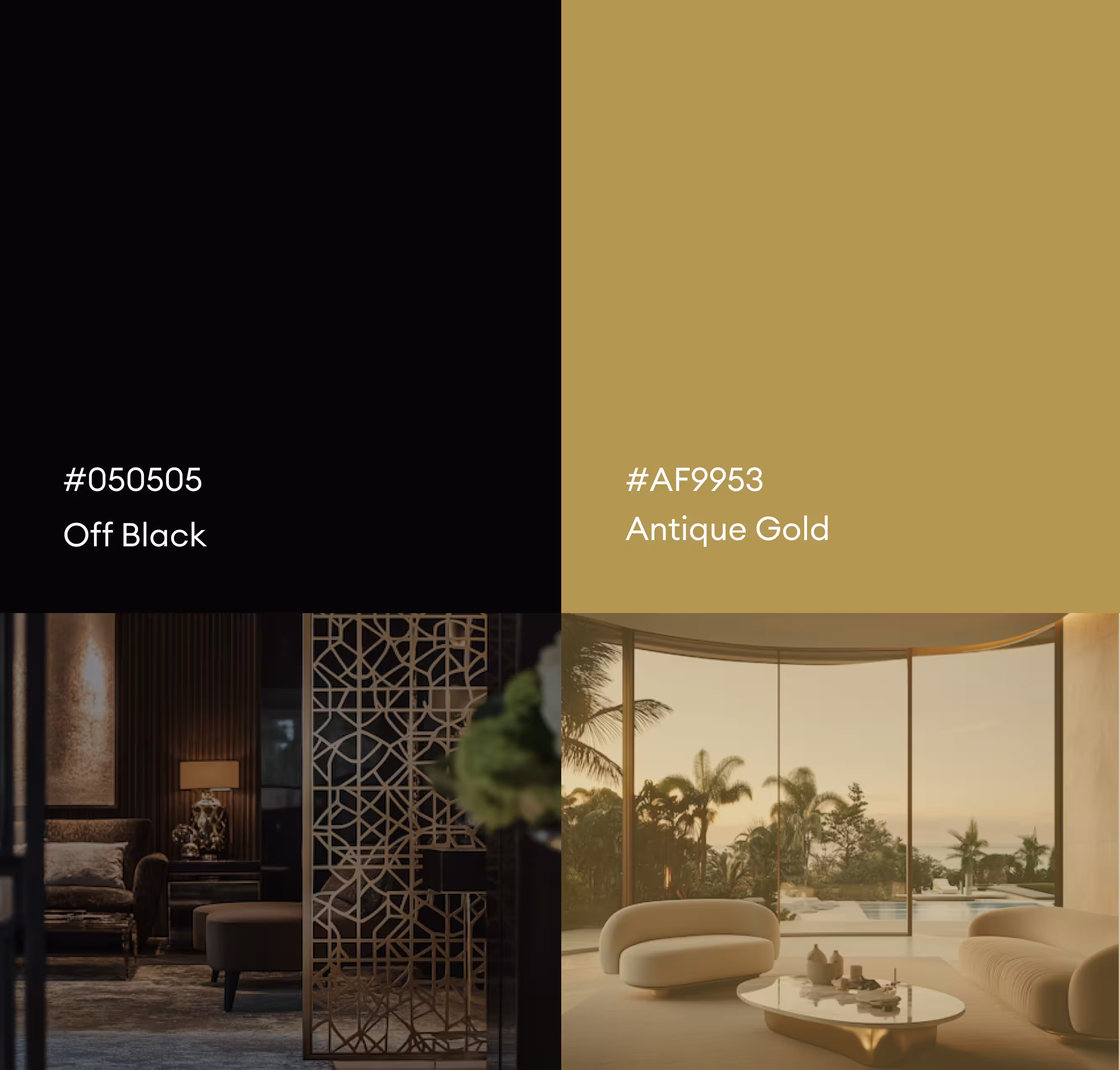 Luxury real estate brand guidelines with color palette and font usage