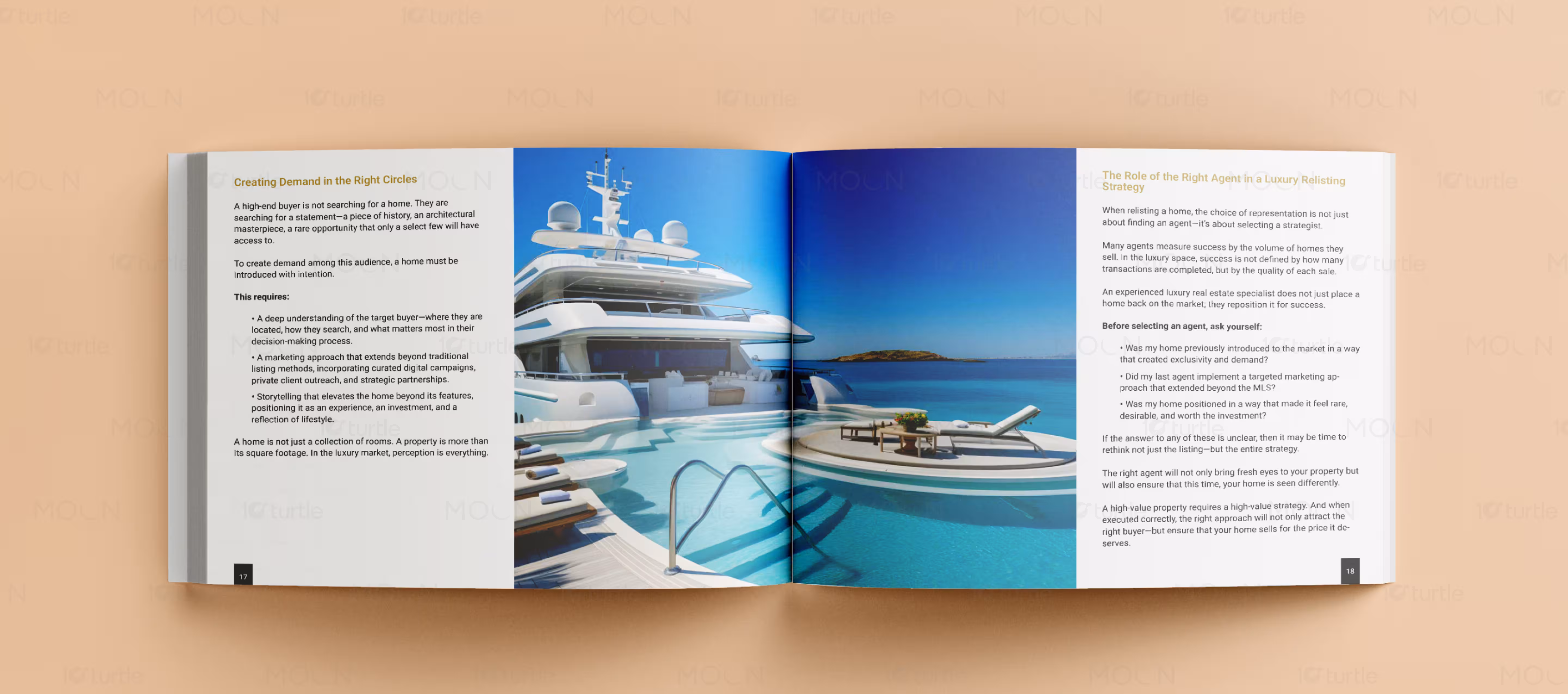 Real estate agent sales deck with clean sans-serif body typography