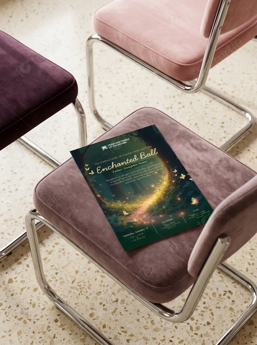 Elegant event postcard design for enchanted theme community ball
