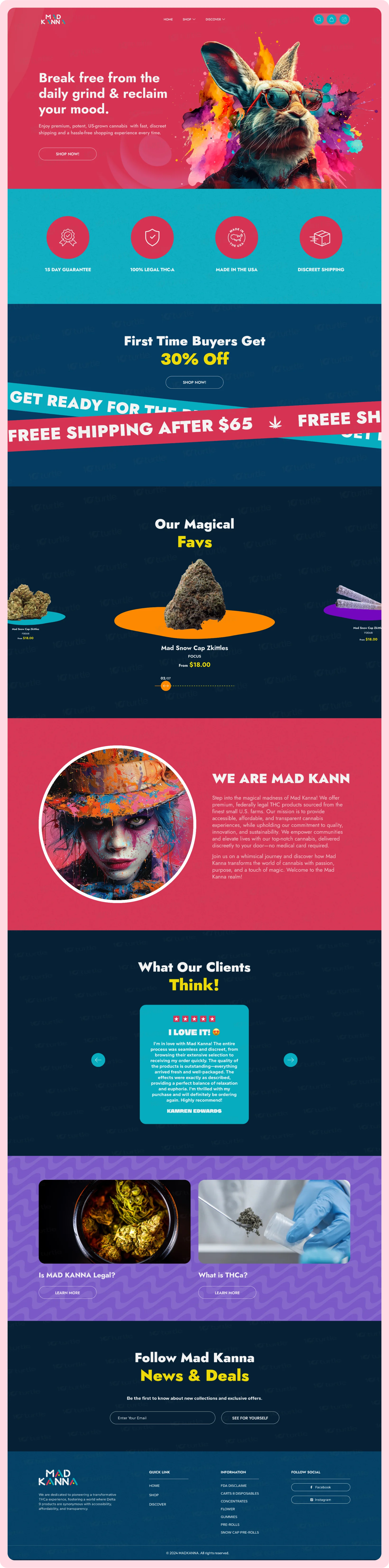 UI design showcasing Mad Kanna's vibrant website screens