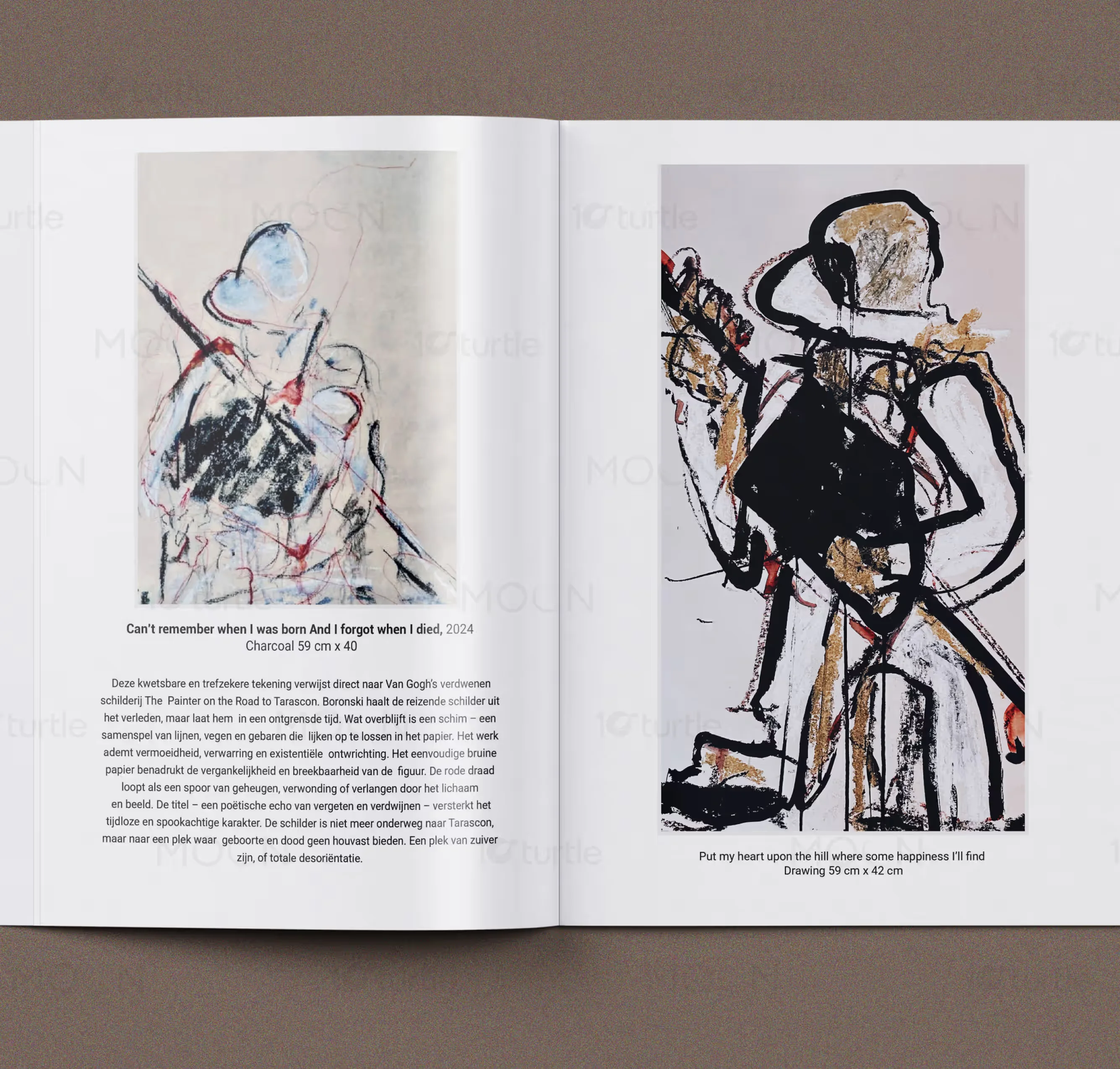 Close up of elegant serif titles on a museum quality exhibition guide