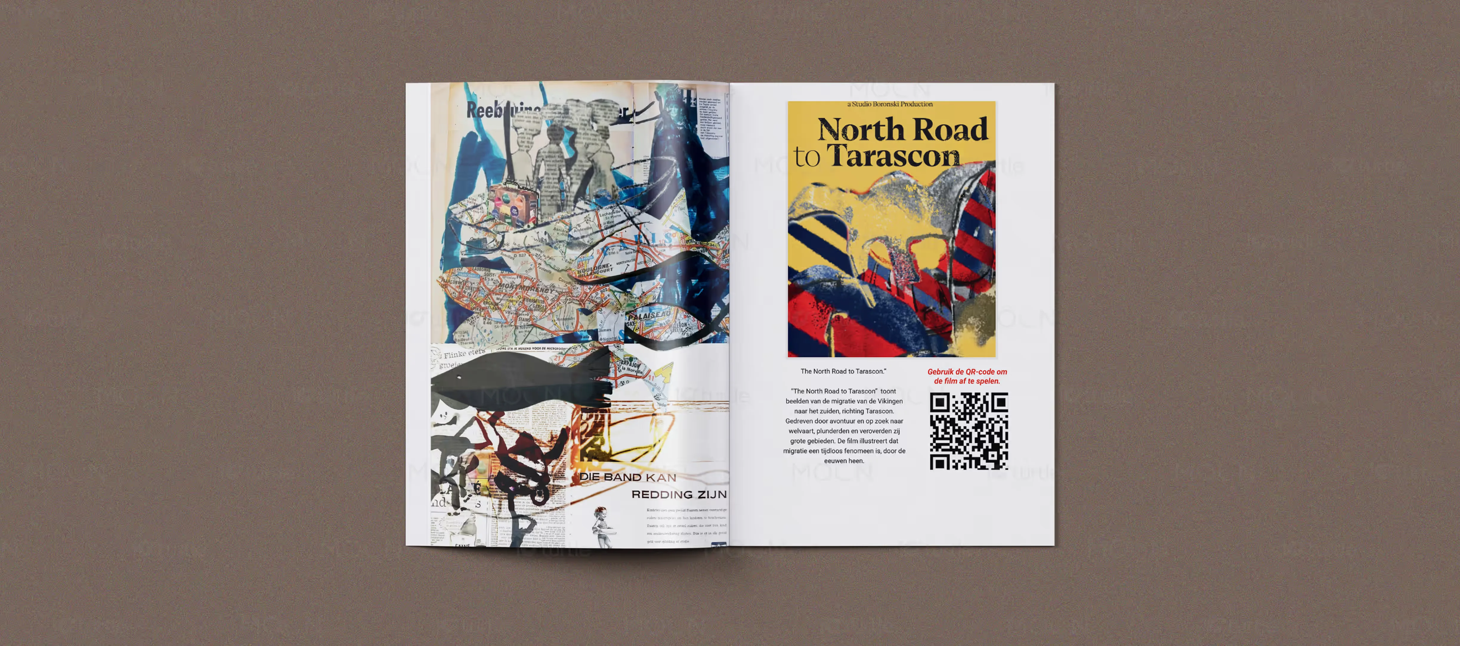 Exhibition brochure design for Drift Exposite with charcoal and red accents