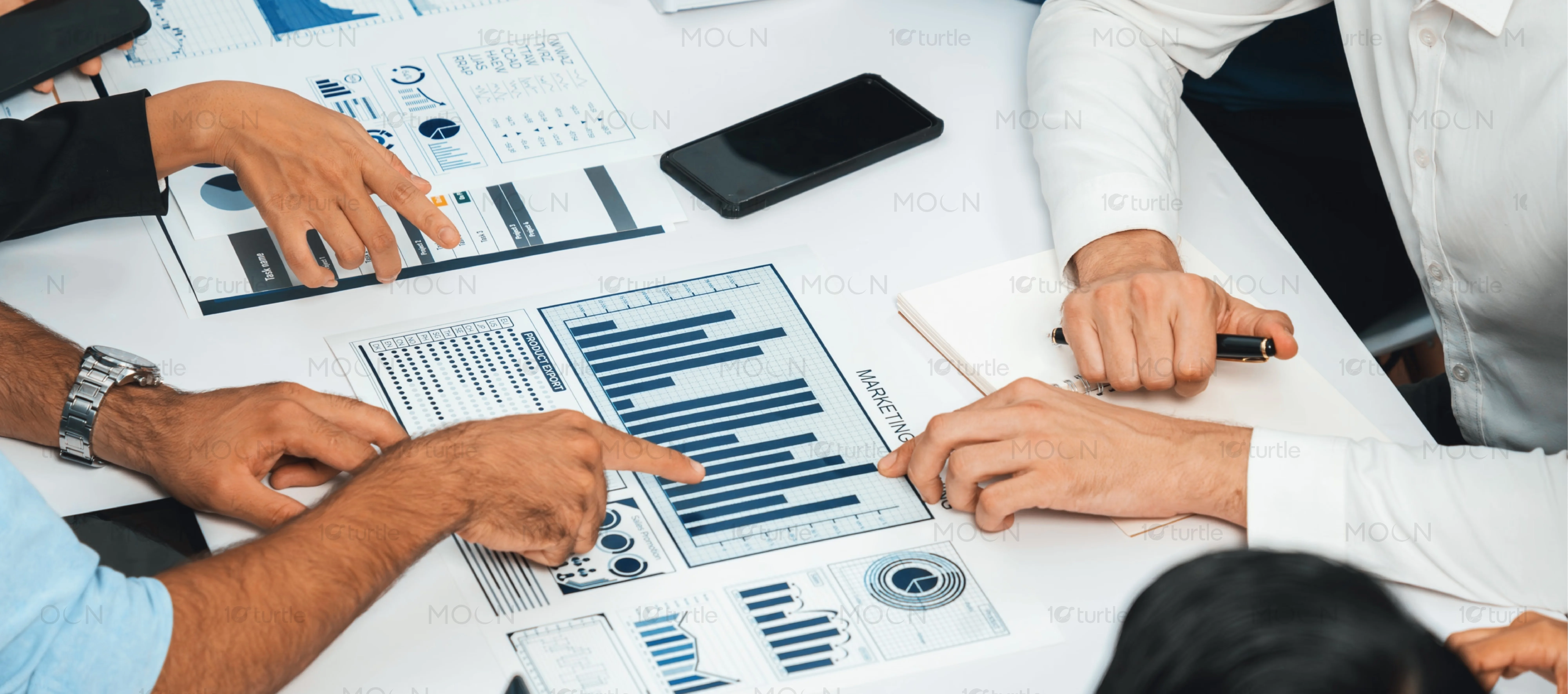 Professional presentation template with minimalist geometric charts for technology brand