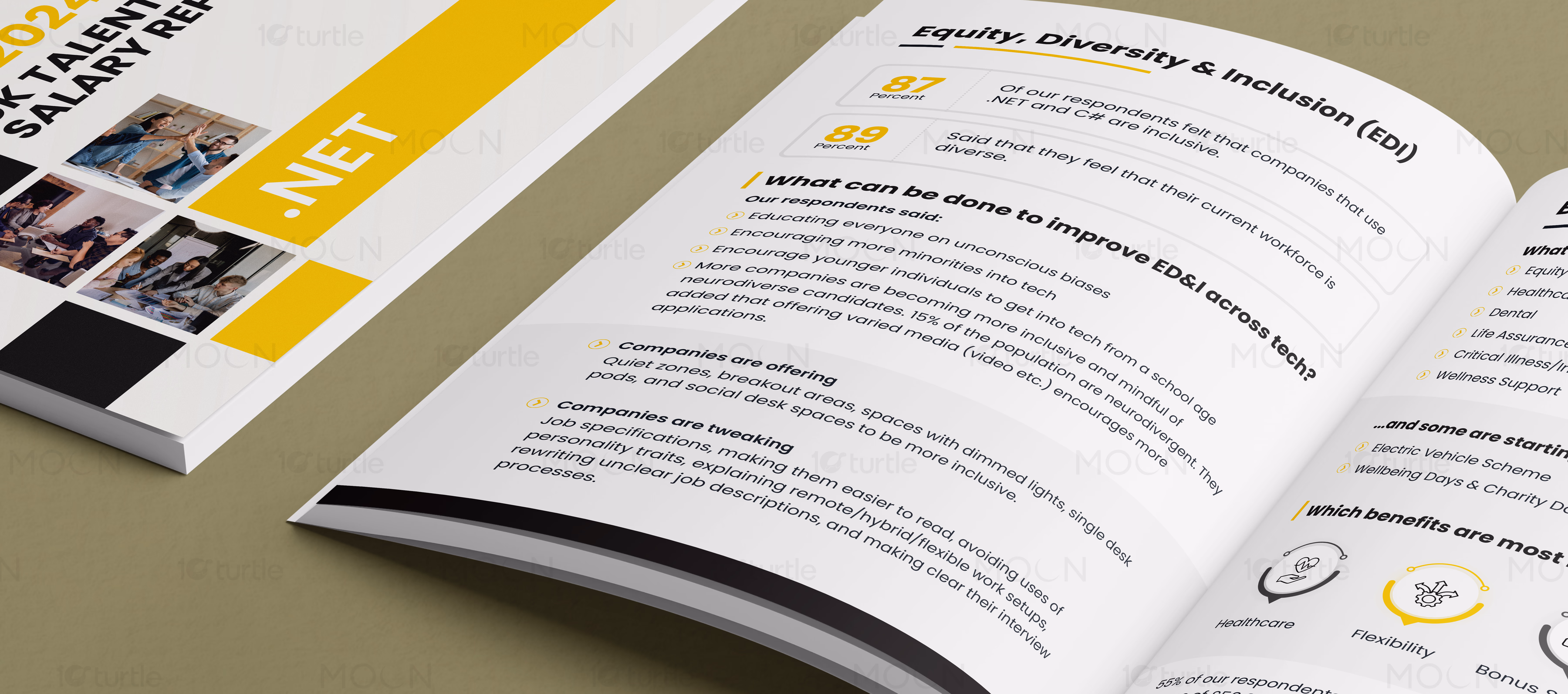 Minimalist vector chart integration within a clean double page technology report layout