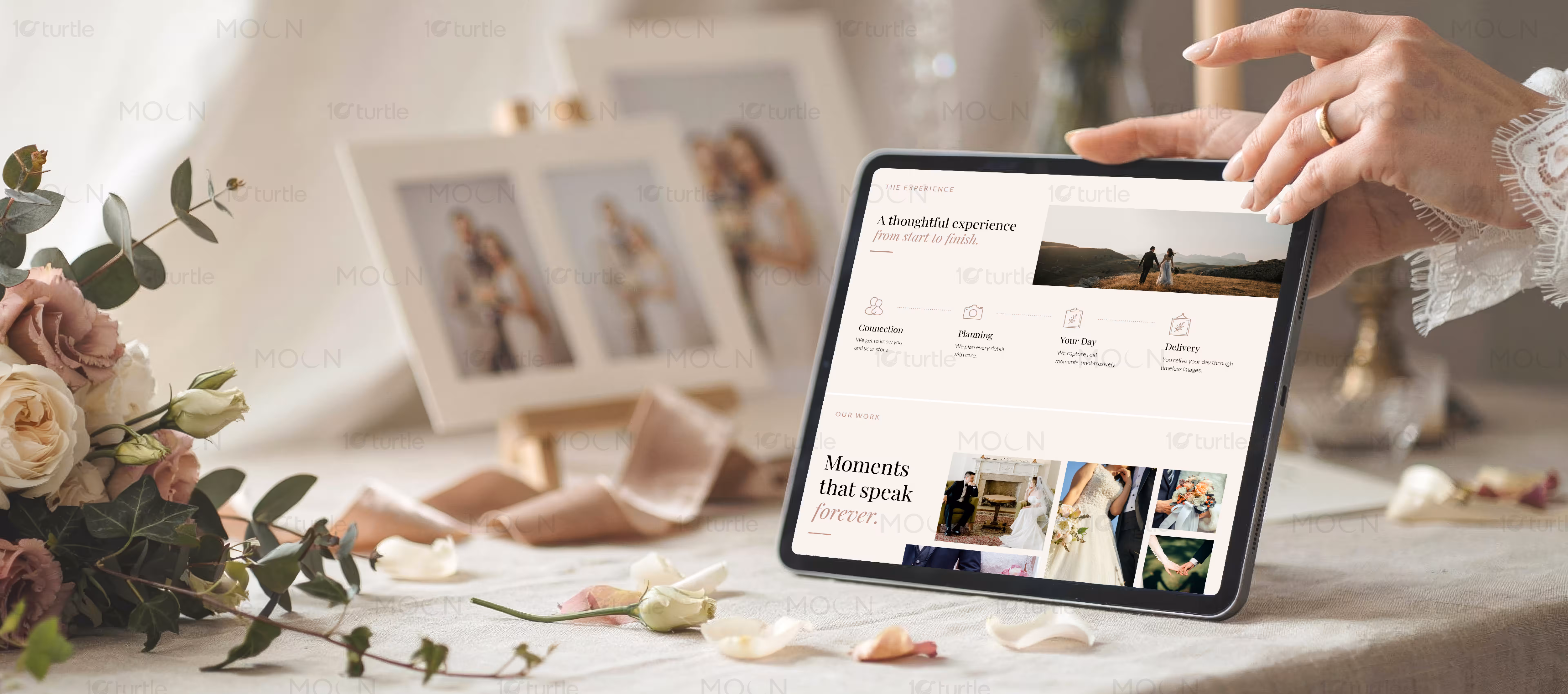 Clean and elegant technology brand guidelines on a digital tablet
